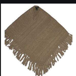 Ralph Lauren Tan Knit Poncho with Fringe